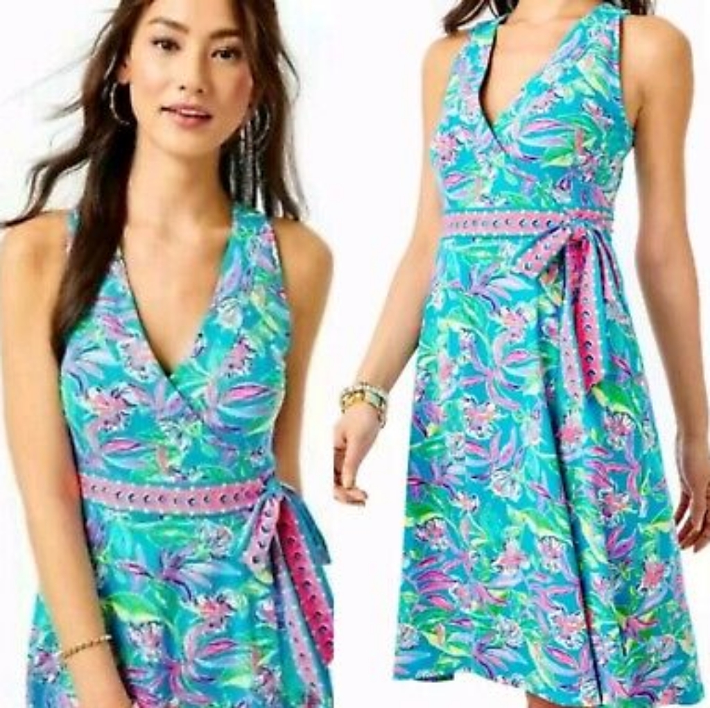 Nwt Lilly Pulitzer Clancie Wrap Dress Size Large